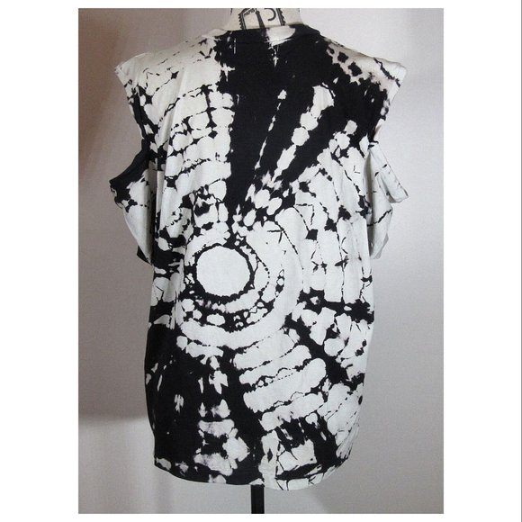 Toga Pulla Women's tie dye cold shoulder T-shirt , Black/ White, Size 38, US 2 - Picture 3 of 7